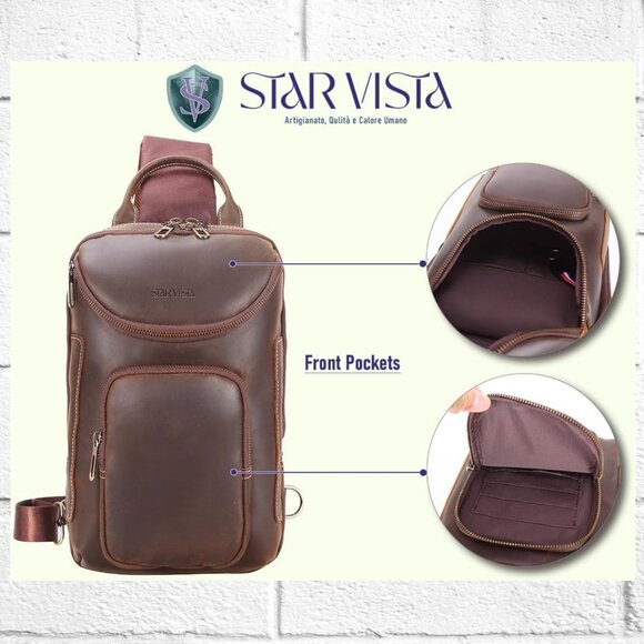 NEW! Star Vista Cowhide Leather Shoulder/Crossbody Bag with Metal Zippers/Hdwr - Picture 3 of 15